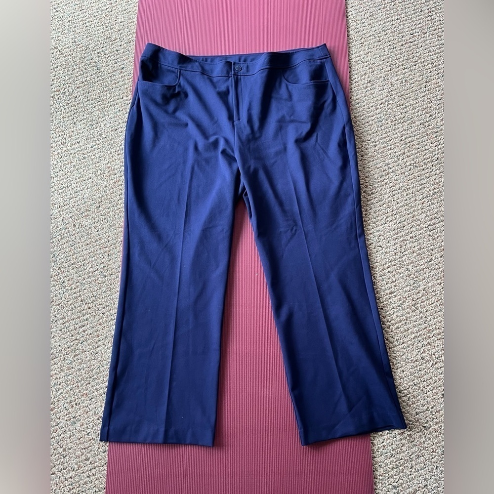 Anne Klein Women’s Plus Size 24 W Navy Blue Pants Wide Leg Trouser Classic